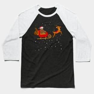 Santa Sloth Riding a Santa's reindeer-Sloth Christmas Gift Baseball T-Shirt